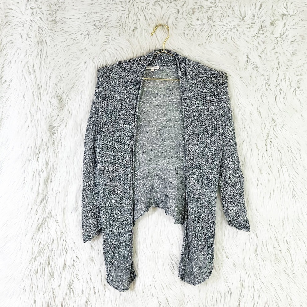 Eileen Fisher cotton open front waterfall cardigan
